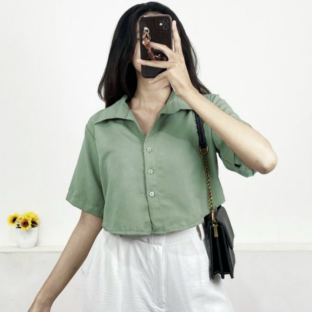 ATASAN WANITA CROP TOP GIZEL BAJU ATASAN TERBARU BAHAN CRINKLE PREMIUM