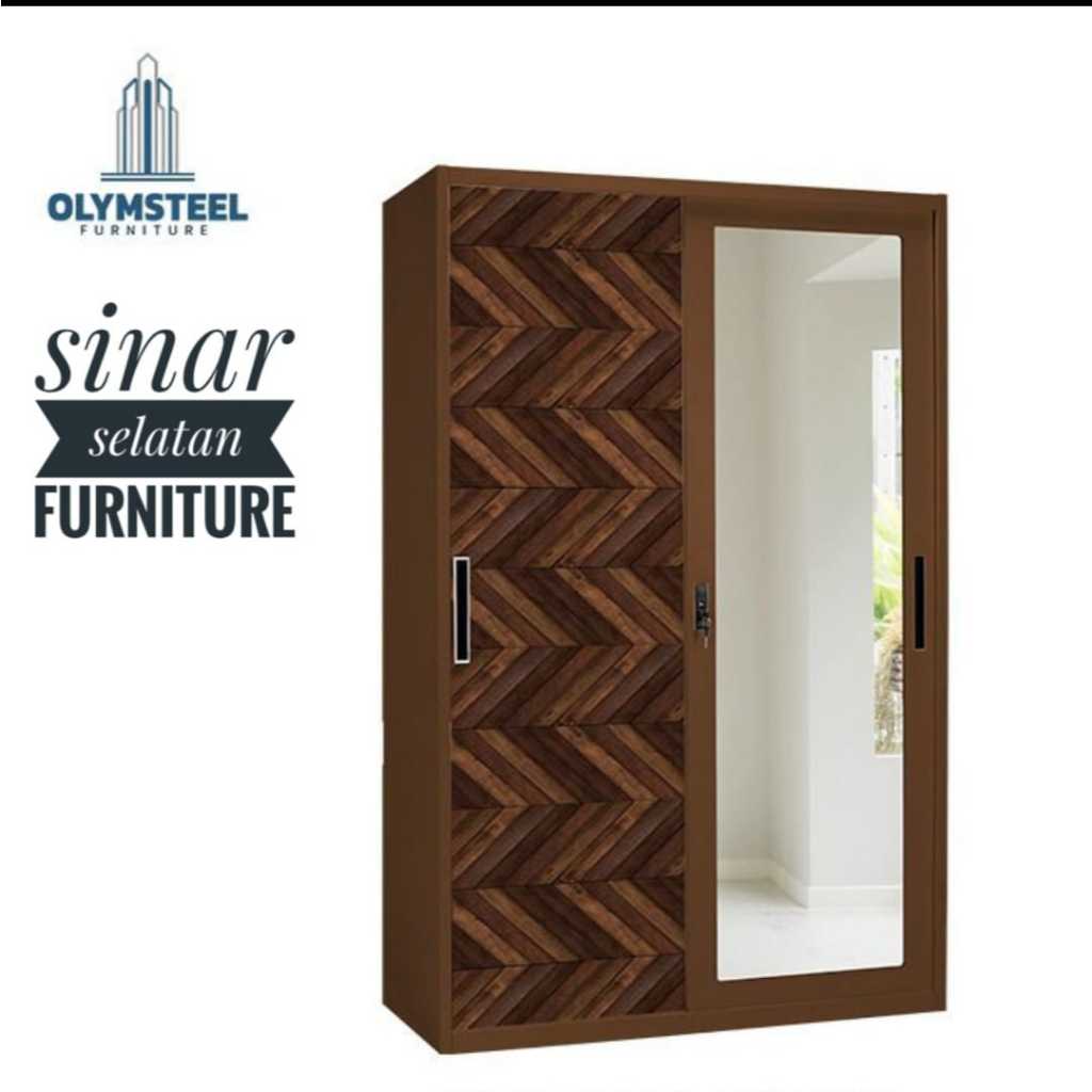 Lemari pakaian besi walnut sleding door