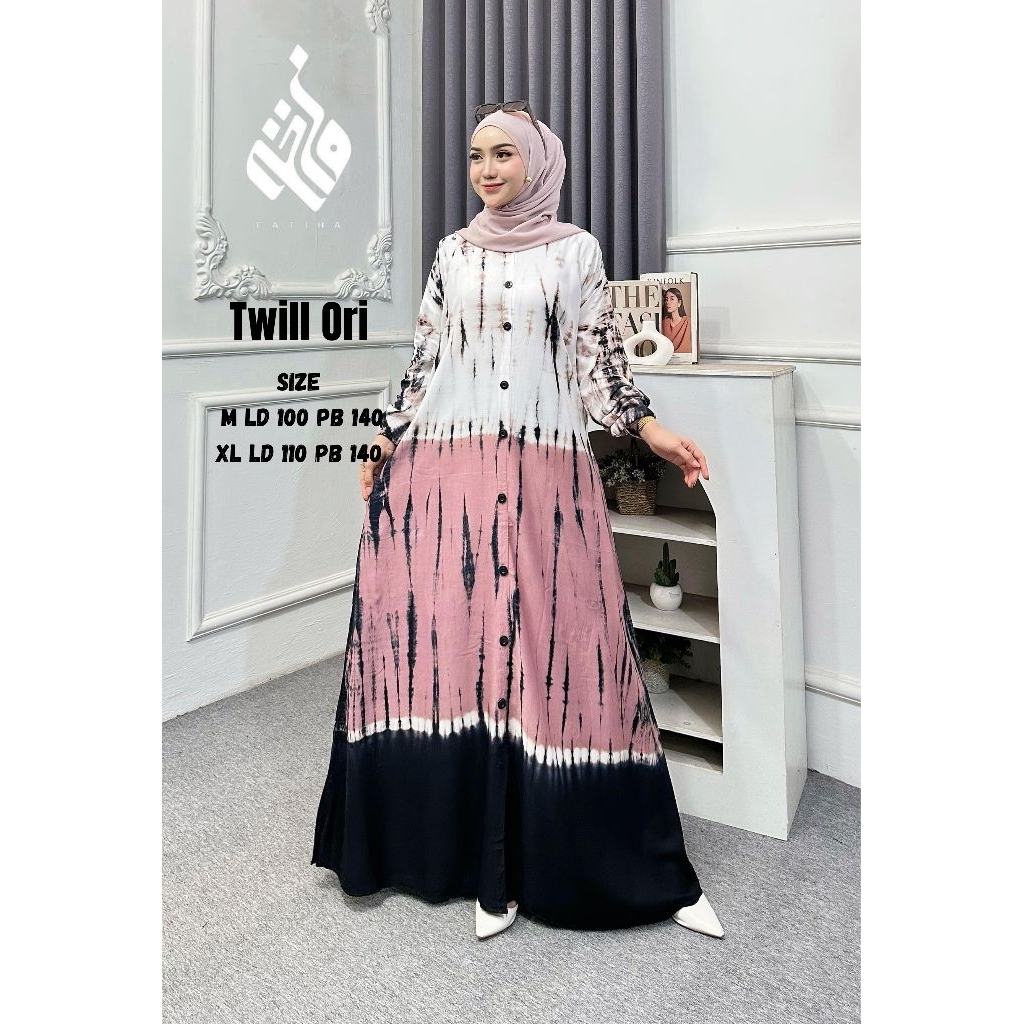 GAMIS TWILL ORI JUMPUTAN MOTIF RINTIK HUJAN DAN GELOMBANG CINTA BUSUI FRIENDLY FULL KANCING SIZE M L