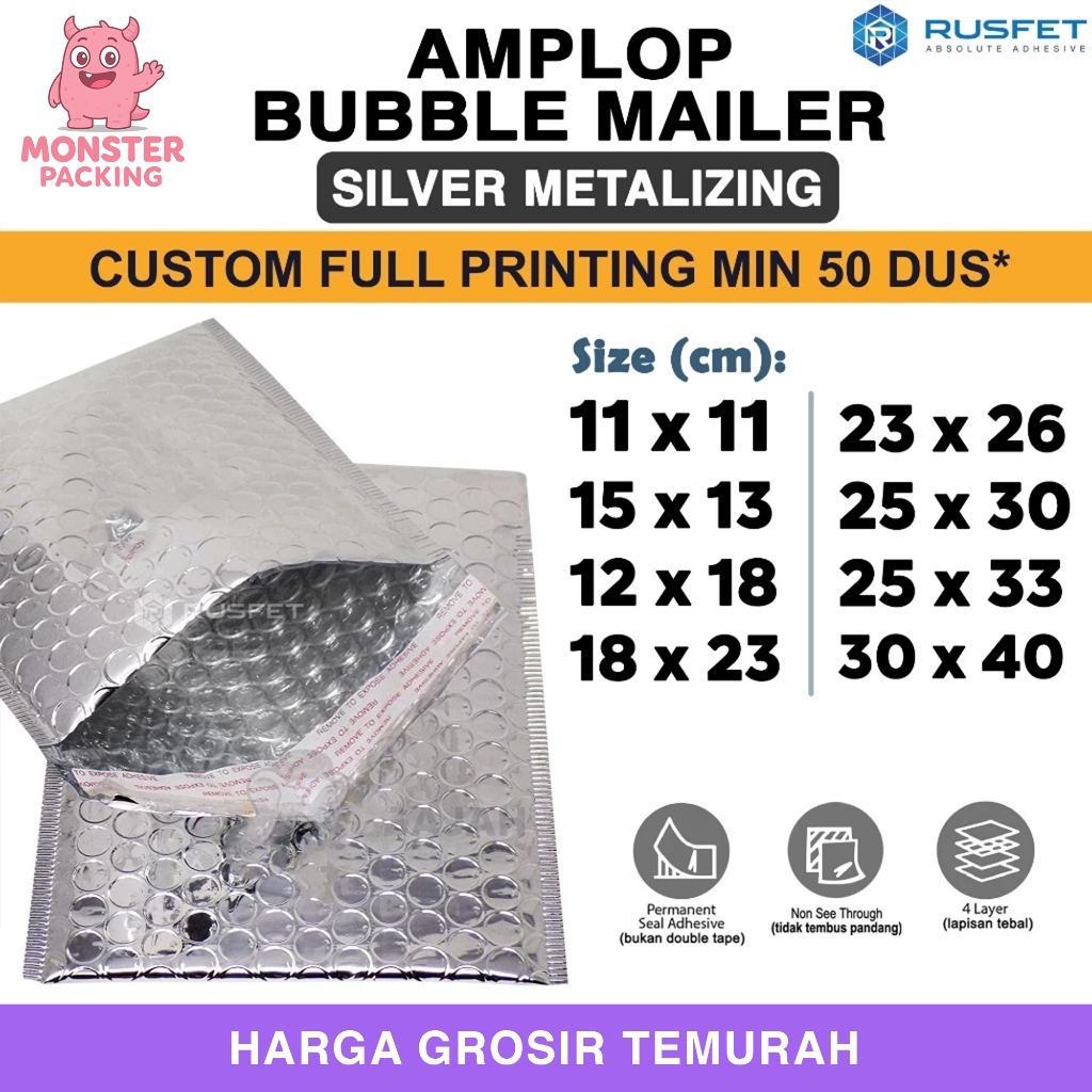 Amplop Bubble Wrap SILVER METALIZING Envelope Bubble Bag Mailer Safety Packing Perekat Paket