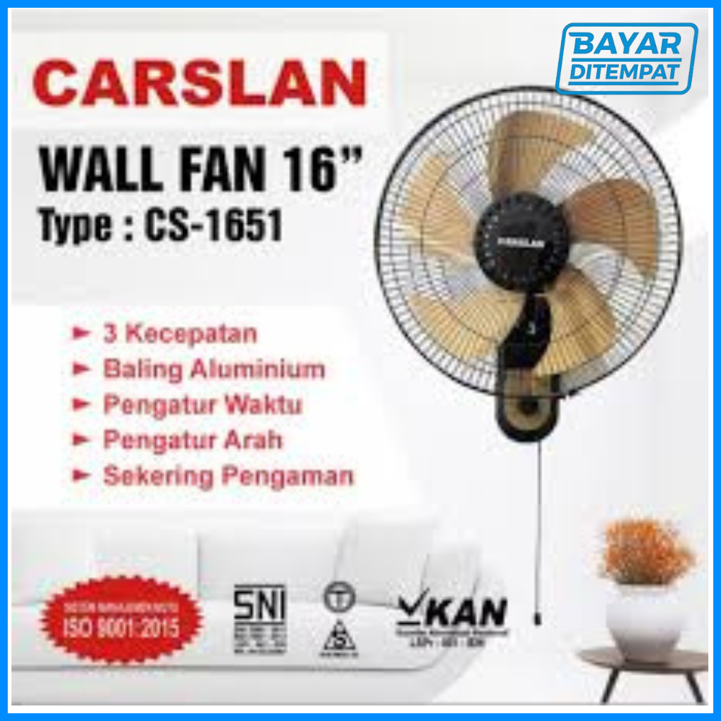 Kipas Angin Tornado Wallfan/ Kipas Dinding Tornado 16inch Carslan CS-1651