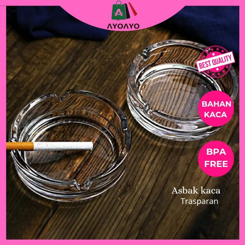 Asbak Bulat Kaca Tebal Glass Ashtray/Asbak Kaca/Ashtray/Asbak Bulat/Asbak Stainless/Asbak Persegi ja