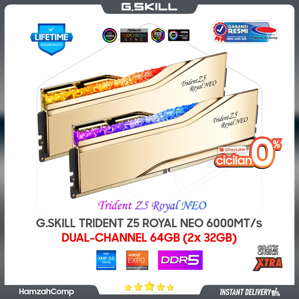 G.SKILL TRIDENT Z5 ROYAL NEO 64GB (2x 32GB) RAM 6000MT/s | HIGH END RAM AMD EXPO RGB
