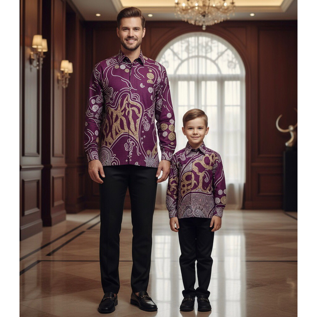 BATIK CUPLE ANAK LINE BATIK Motif Atasan Kemeja Baju Batik Pria Cowok Laki Laki Slimfit Full Lapis F
