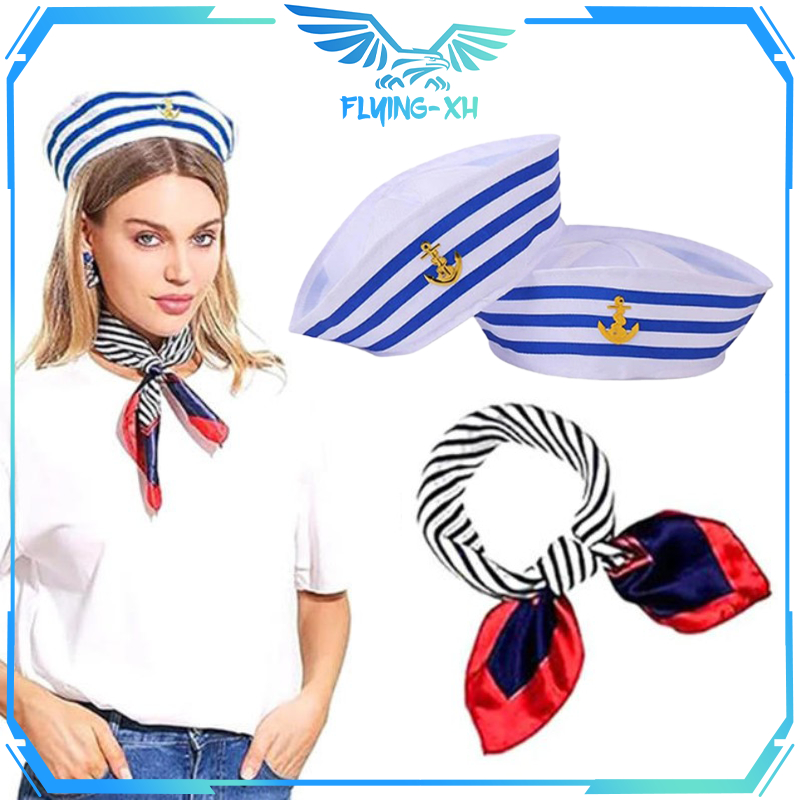 Topi Sailorman Wanita Cosplay Topi Kapten Kapal Topi Pelaut Sailor Biru Navy Topi Sailor Wanita Sail