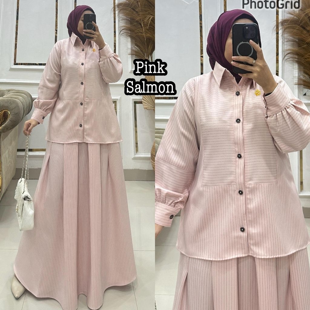 Queenasyari - VANYA One Set Rok Salur Wanita Jumbo (Tanpa Hijab) Style Daily Muslim Wanita Bahan Cot