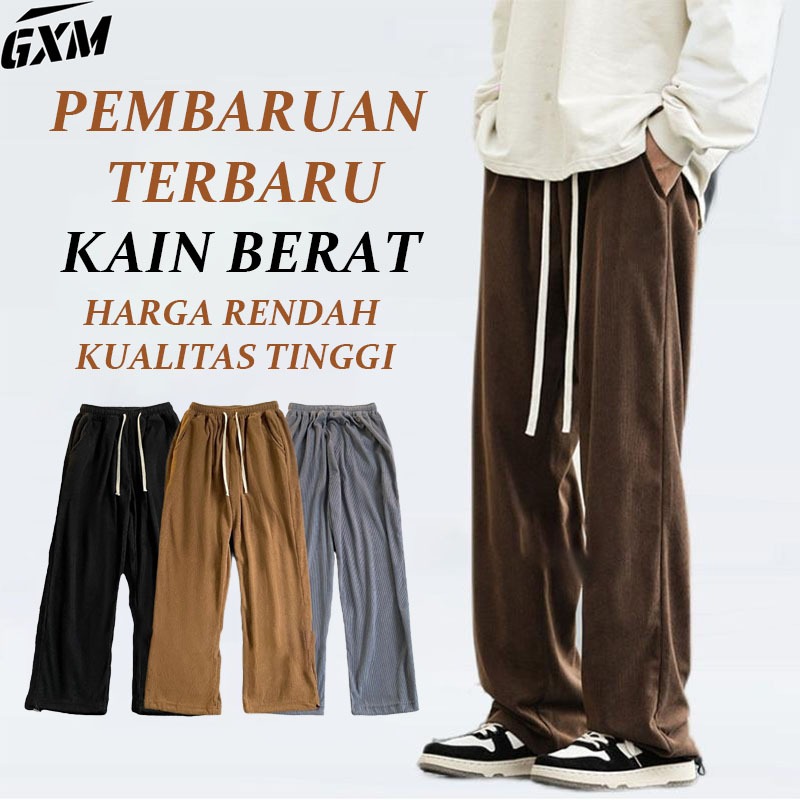 GXM Official Store---celana corduroy pria corduroy pants pria celana cargo corduroy baggy pants cela