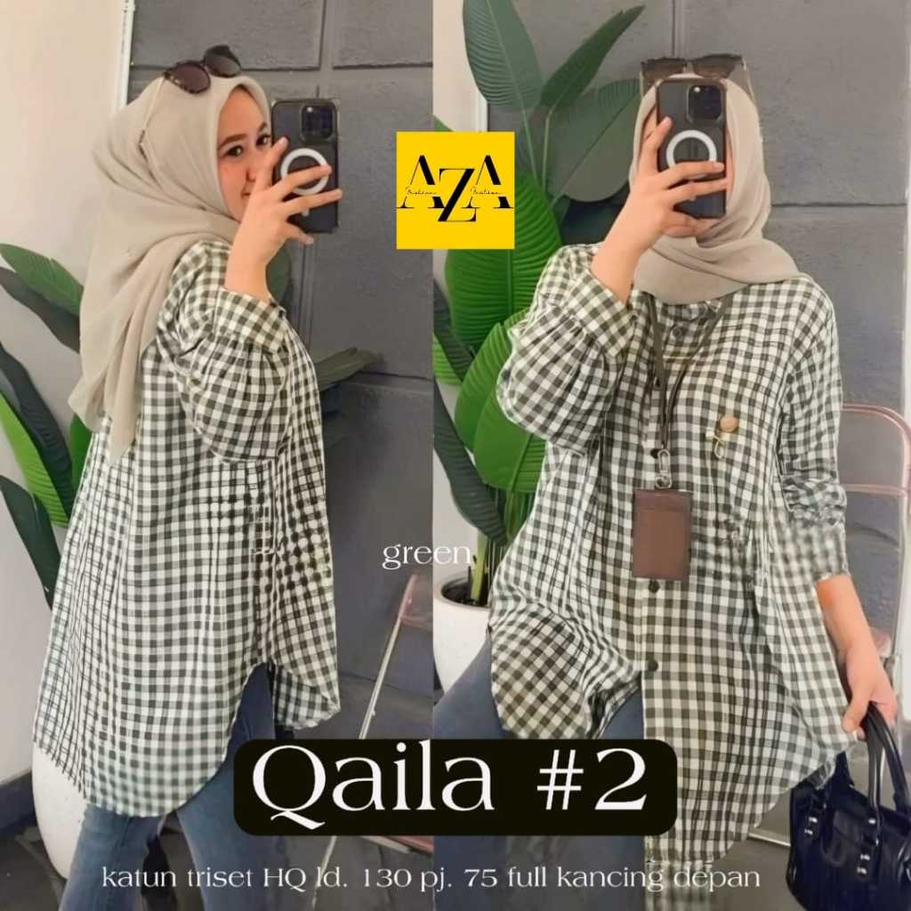 BLOUSE KATUN JUMBO LD 130 MOTIF KOTAK KOTAK TERBARU BAJU ATASAN WANITA LENGAN PANJANG SIZE XXXL