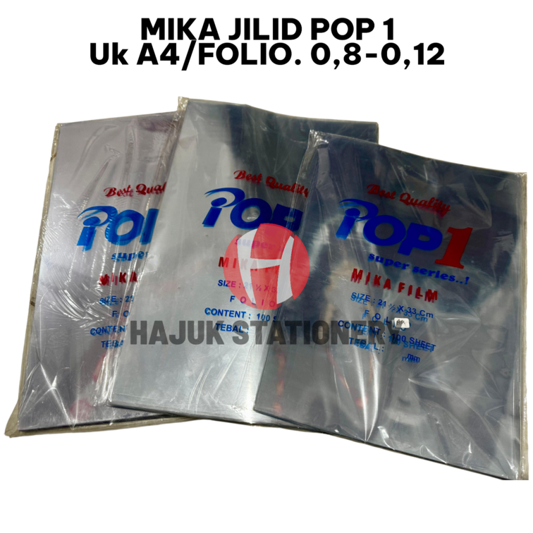 (1PACK ISI=100) MIKA PLASTIK JILID POP1 UKURAN F4 & A4 KETEBALAN 0,8-0,12 - MIKA JILID TEBAL PREMIUM