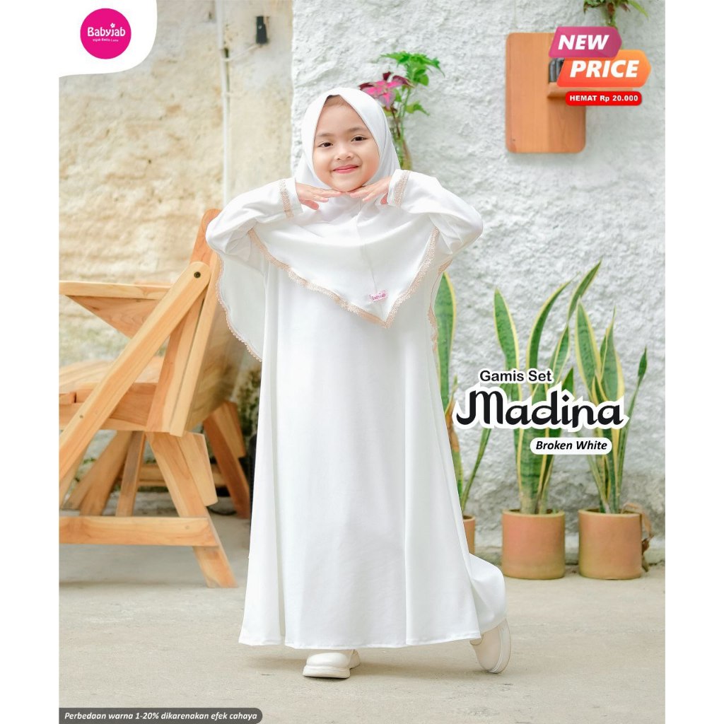 Gamis Putih Anak Perempuan 1 - 7 Tahun Jersey Premium Gamis Madina Babyjab