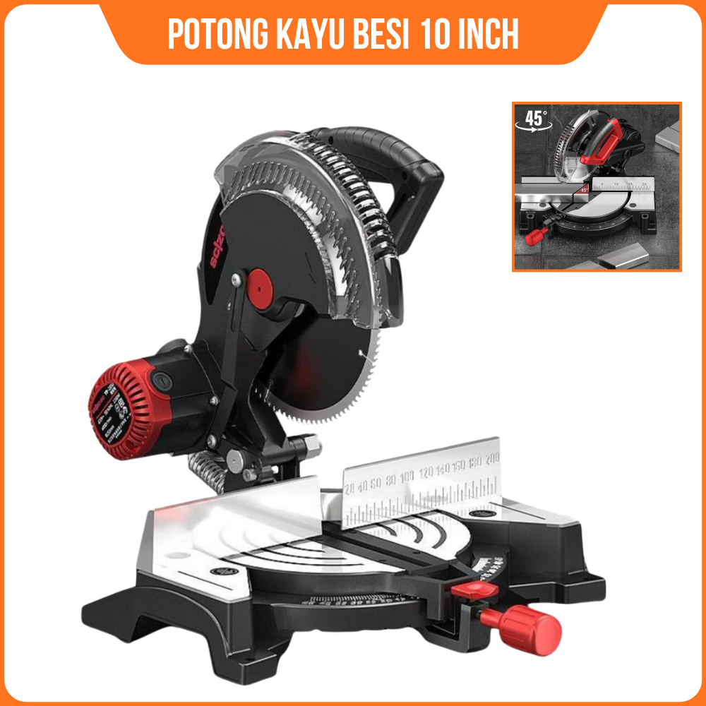 Mesin Potong Alumunim Duduk Gergaji Kayu Listrik Mitter Saw 10'' INCH YB-255D