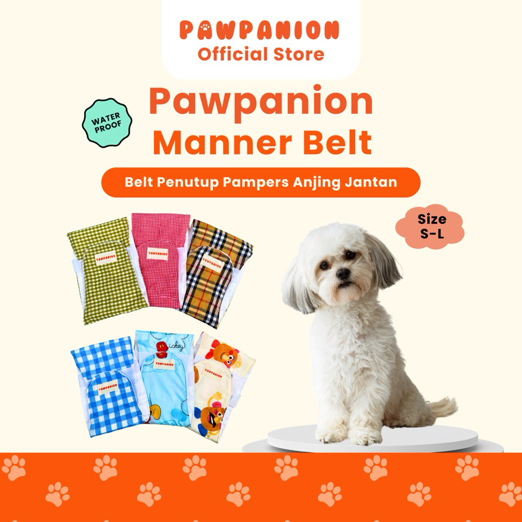 Pawpanion Manner Belt Waterproof - Manner Belt Diaper Popok Anjing Jantan Waterproof, Bisa Dicuci - 