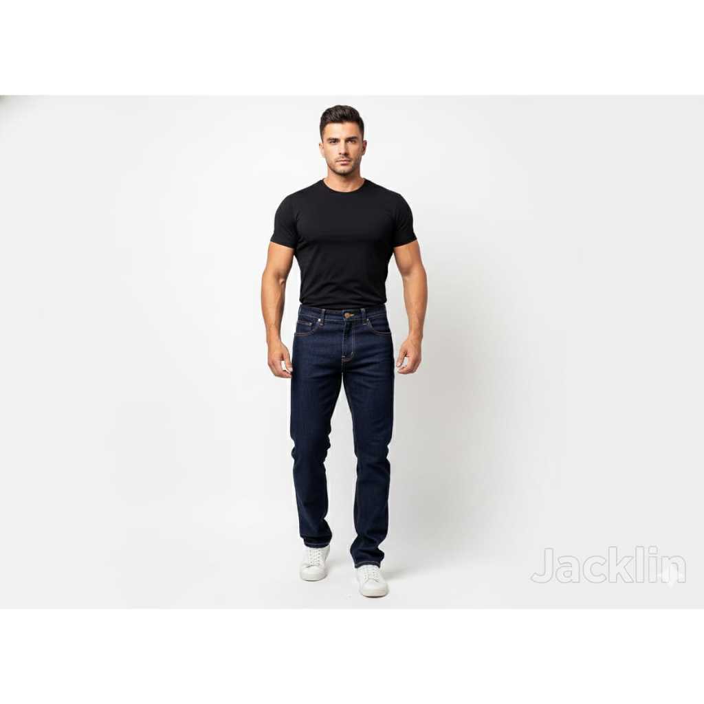 Daone Celana Jeans Denim Panjang Pria Stretch Melar Blueblack