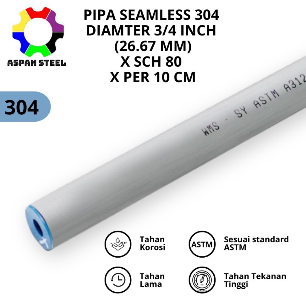 Pipa seamless 3/4 inch (26,8mm) sch 80 stainless steel 304