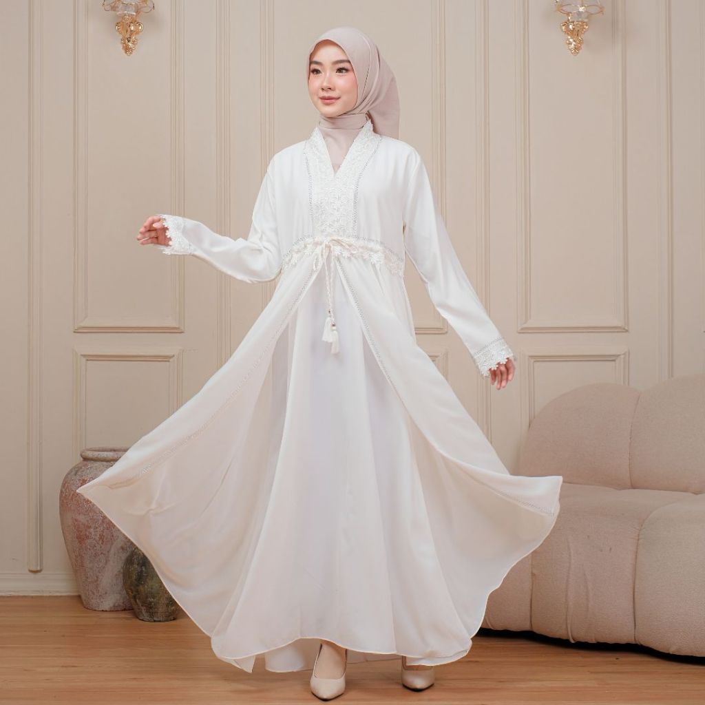 QUEENARA GAMIS ABAYA BILQIS TURKI WANITA PUTIH