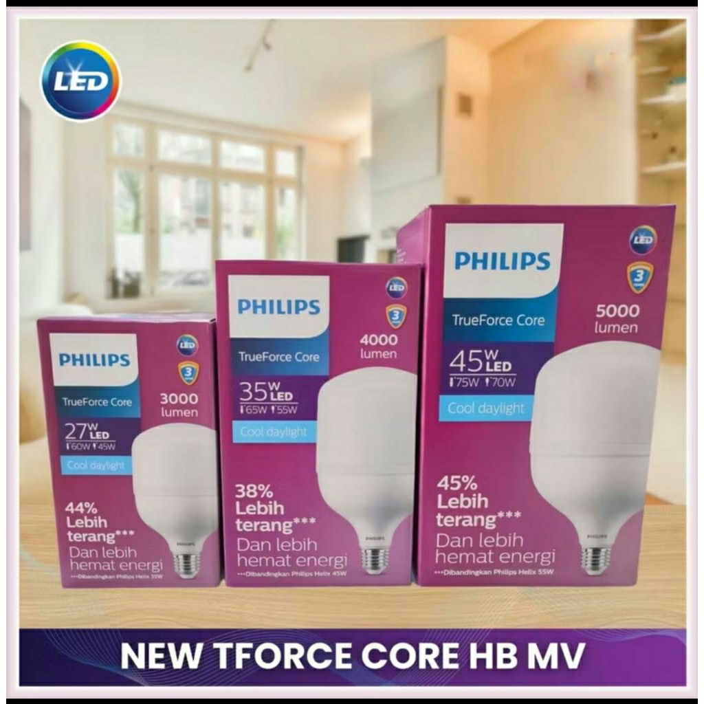 lampu led philips Tforce 45w 35w 27w / bohlam led Philips Trueforce 45 watt 35 watt 27 watt fiting e