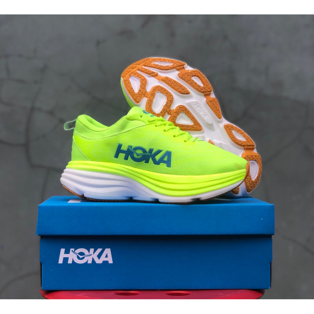 sepatu olahraga wanita sole High hijau stabilo hoka sepatu running