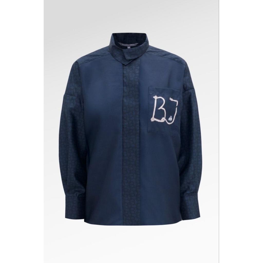 Atasan Benang Jarum Top Shirts Oversize Navy Nauticagram Size M/L Benang Jarum Mono Monogram Atasan 