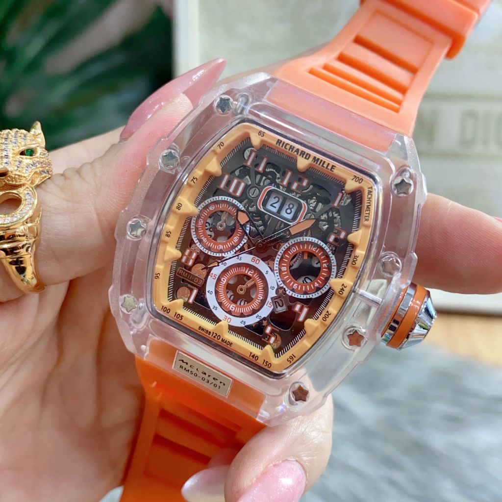 Jam Tangan Pria Rm Tali Rubber Sport Chrono Variasi Tanggal Aktif Box Exclusive