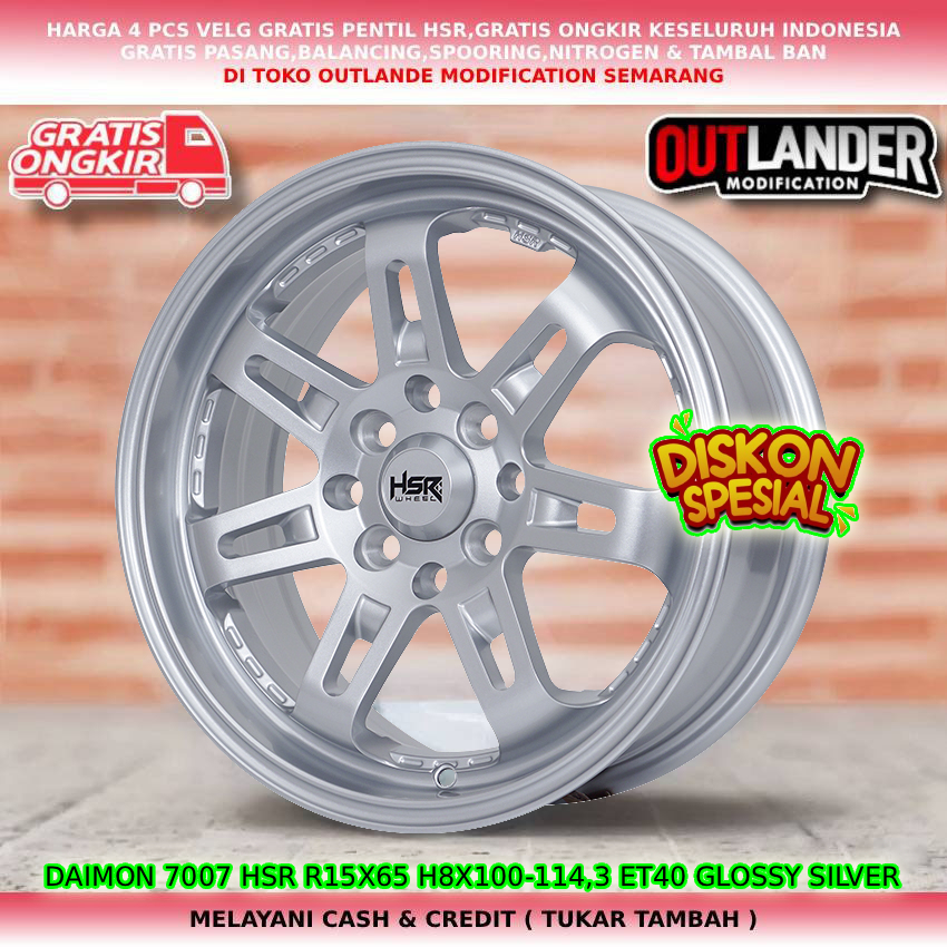 Velg racing untuk mobil Mirage| Aerio| Baleno| WagonR| Celerio| Splash| dll velg hsr daimon R15