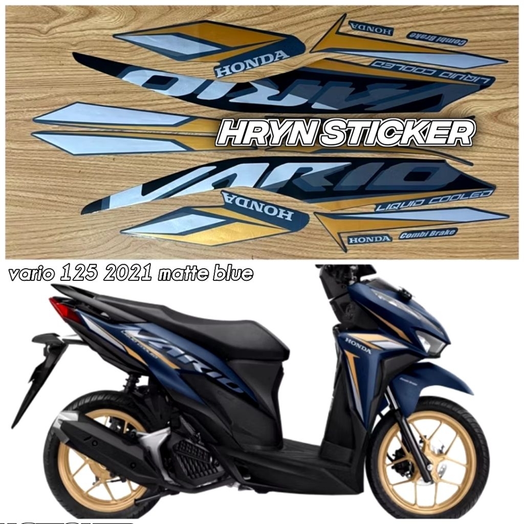 sticker striping vario 125 2021 matte blue - striping vario 125 2021 matte blue anti gores laminasi