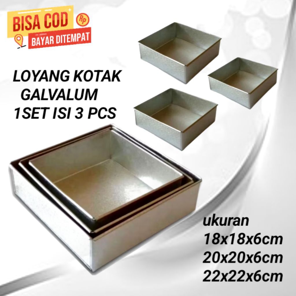 loyang bolu kotak/loyang kue bolu lapis ukuran 18/20/22