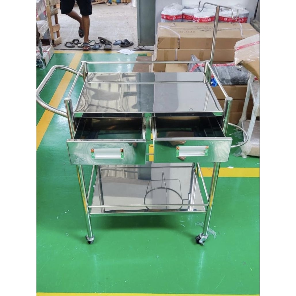 TROLLEY DRESSING 2 RAK LACI STAINLESS | TROLI DRESSING STAINLESS | TROLLEY DRESSING 2 RAK 2 LACI STA