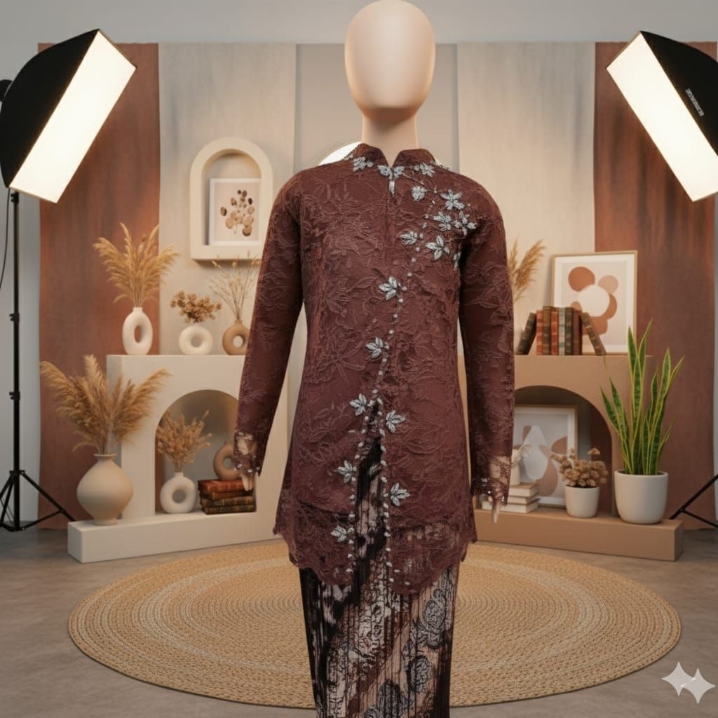 Kebaya Janggan Anak/Setelan Kebaya Brokat Payet Anak/Kebaya Brokat Modern/Setelan Kebaya Anak/Tunik 