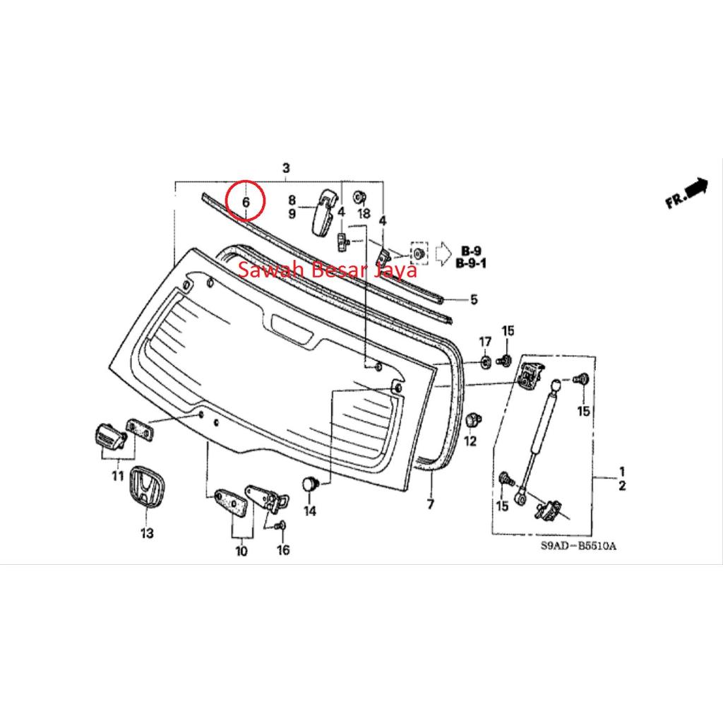 Karet List Lis Kaca Belakang CRV Gen 2 2003 2004 2005 2006 Original