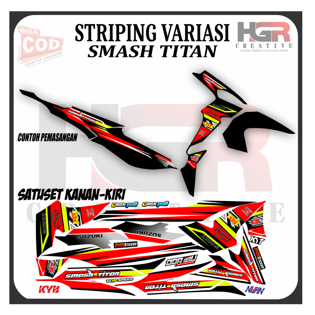 Striping Vareasi Motor Suzuki Smash Titan Sticker Striping Vinly Motif Racing Striping Terbaru