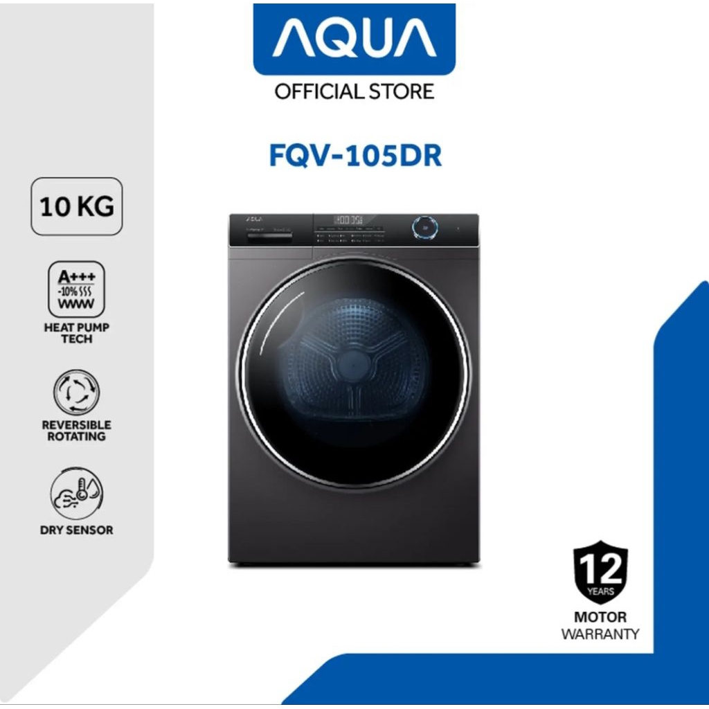 MESIN PENGERING PAKAIAN AQUA 10KG FQV-105DR DRYER AQUA 10 KG MESIN PENGERING 10KG AQUA FQV105DR