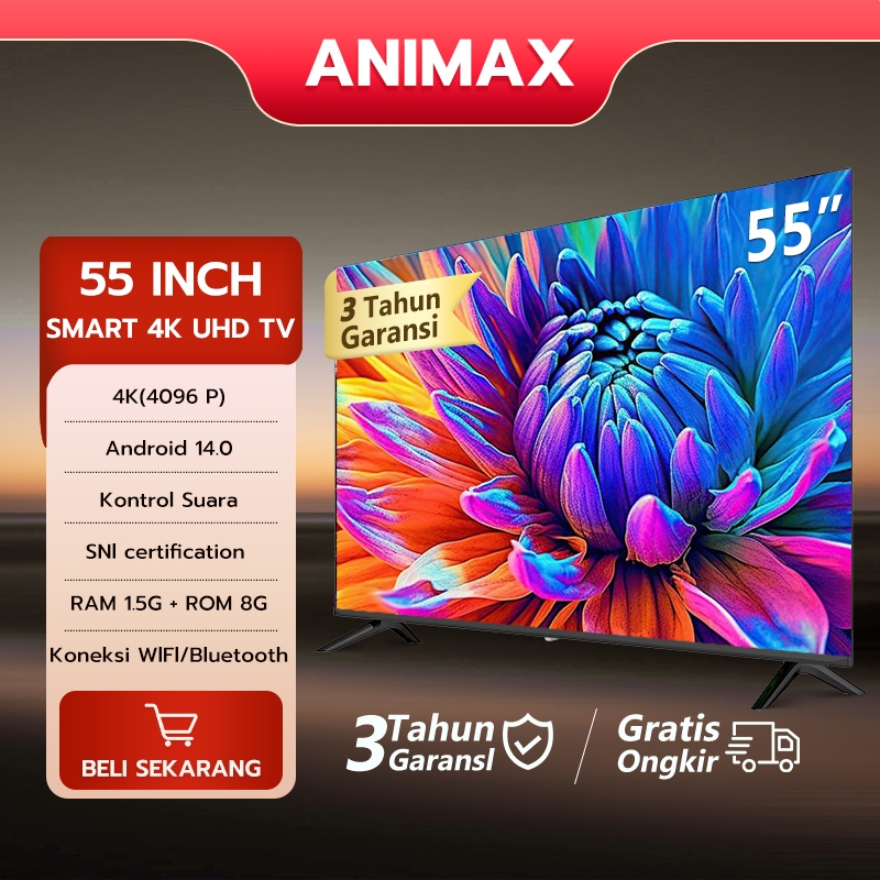 Animax Android 55 inch 50 inch Smart TV LED 55 inch tv Digital 55 inch 4K tv Android Televisi Kontro