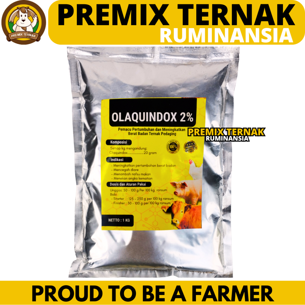 OLAQUINDOX 2% 1 KG - Premix AGP broiler Ayam Pedaging Layer Babi Pemacu Pertumbuhan Penggemuk & Anti