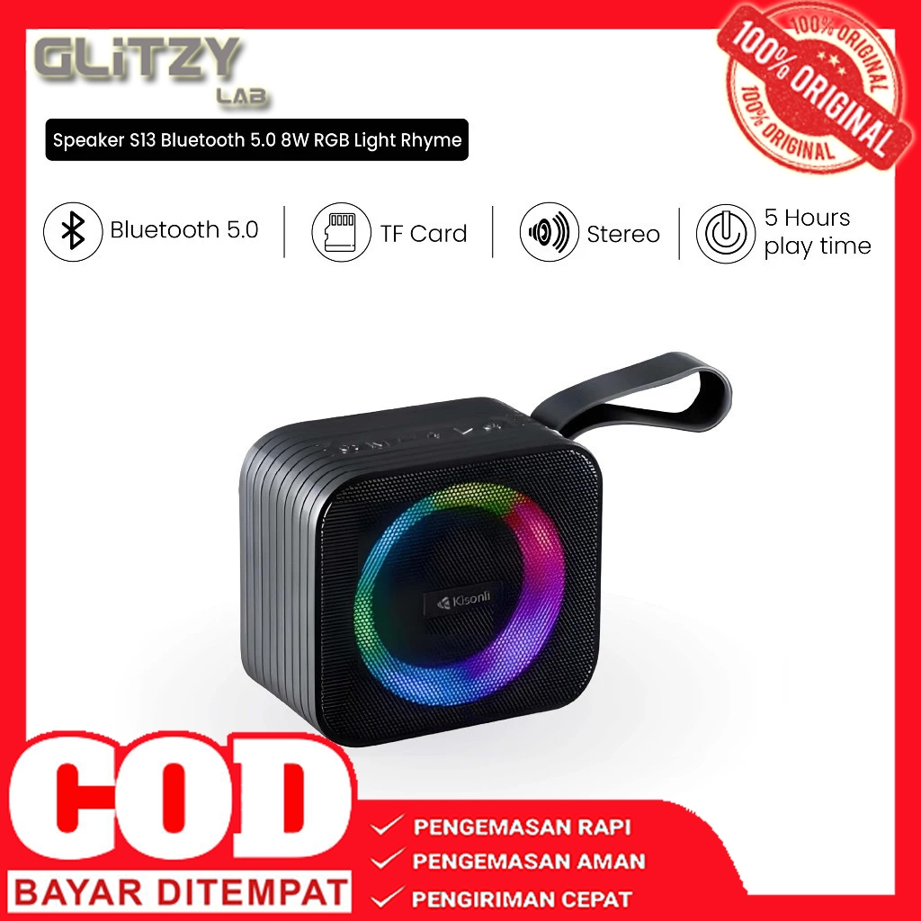 Speaker S13 Kisonli Bluetooth 5.0 8W RGB Light Rhyme - Glitzy