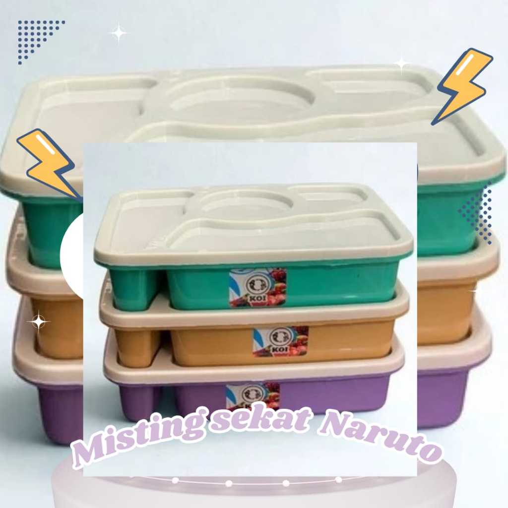 Kotak Bekal Makanan Sekat Naruto - Lunch Box Sekat Plastik