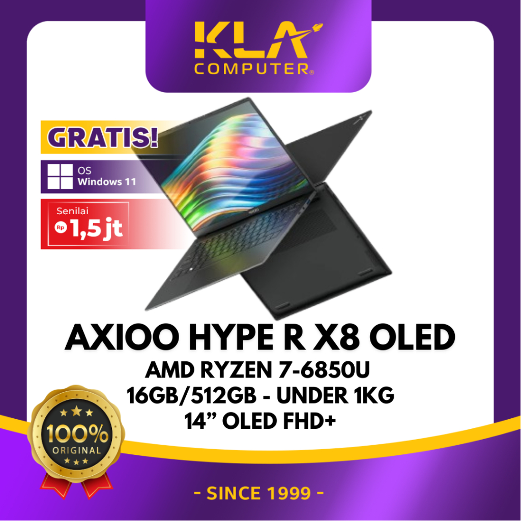 Laptop AXIOO Hype R X8 OLED AMD Ryzen 7 6850U 16GB 512GB SSD 14 Inch OLED Win 11 Original