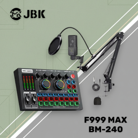 Paket Lengkap Soundcard F999MAX HITAM+BM240