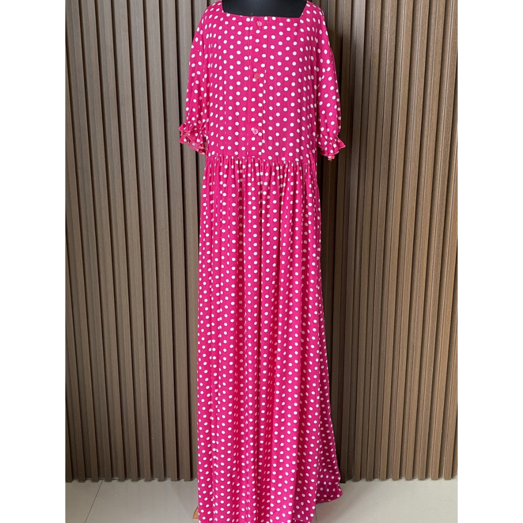 Dress Remaja Pink Motif Polkadot Lengan Pendek by R3 Apparel | Warna Cantik | Gaun Panjang dan Nyama