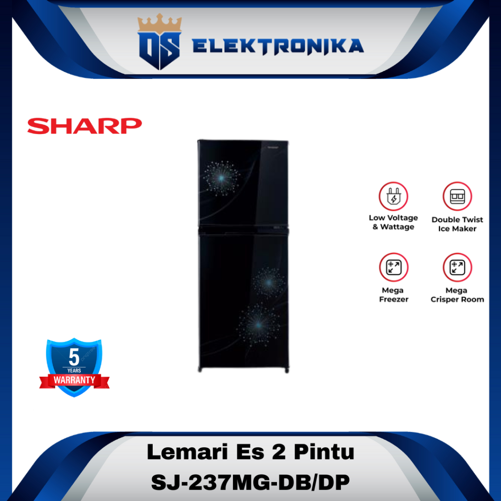 KULKAS SHARP SJ 237 MG LEMARI ES 2 PINTU SJ237MG SJ 237MG SHARP KULKAS NO FROST