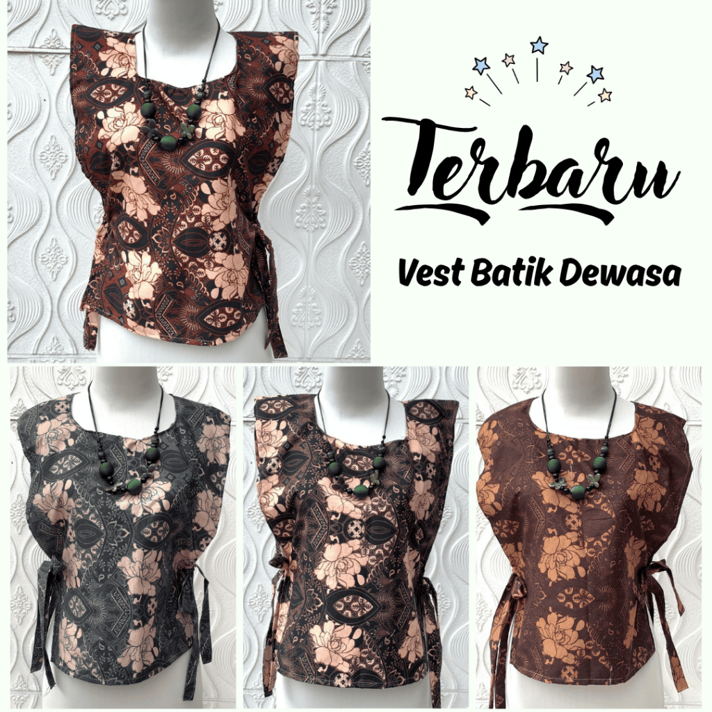 Vest Batik Wanita Outer Batik Kekinian Modern Rompi Batik Cewek Remaja Vest Kerja Kantor Outer Konda