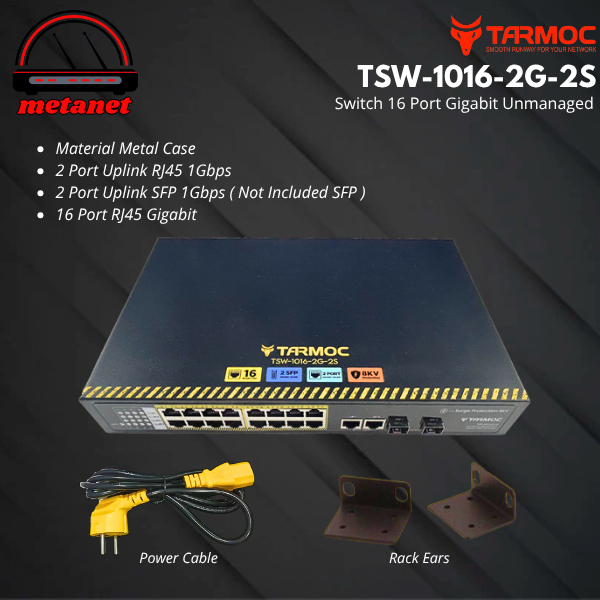 Tarmoc TSW-1016-2G-2S Gigabit 1U Switch Unmanage 16 port Metal Case