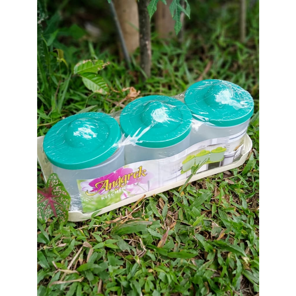 1 Set Rak Bumbu Dapur / Tempat Bumbu / Tempat Wadah Gula Teh Garam / Tempat Garam Fee Sendok