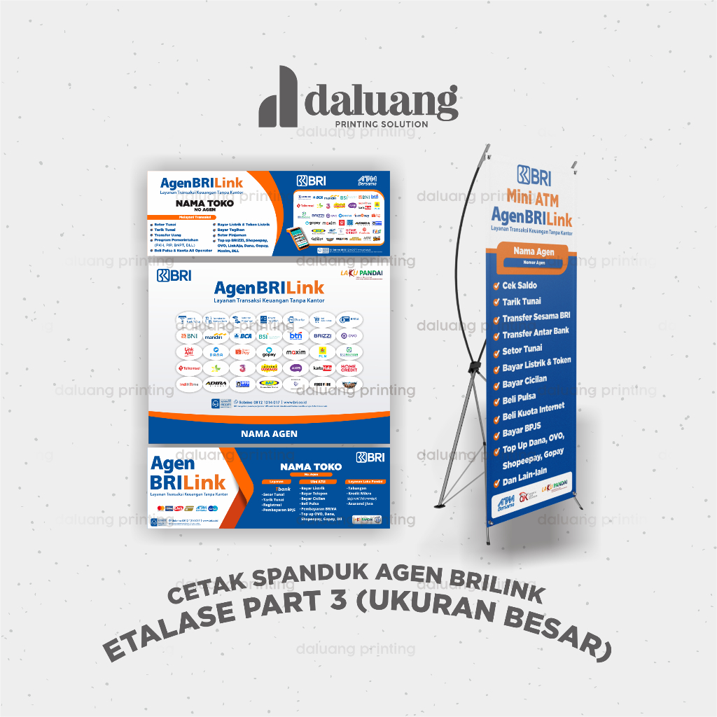 Spanduk Agen BRILink Custom (Banner Part 3 Ukuran Besar) Bisa COD