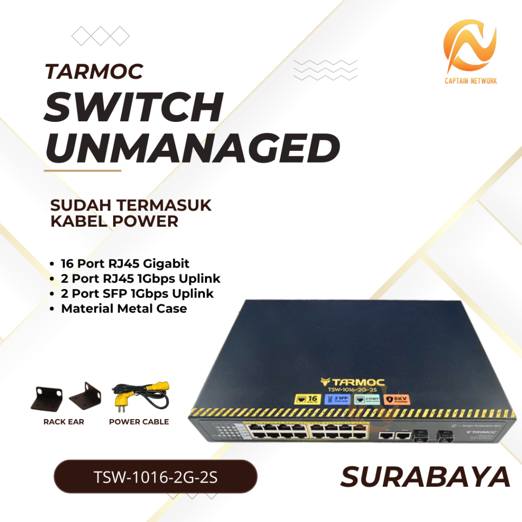 Tarmoc TSW-1016-2G-2S Gigabit 1U Switch Unmanage 16 port Metal Case