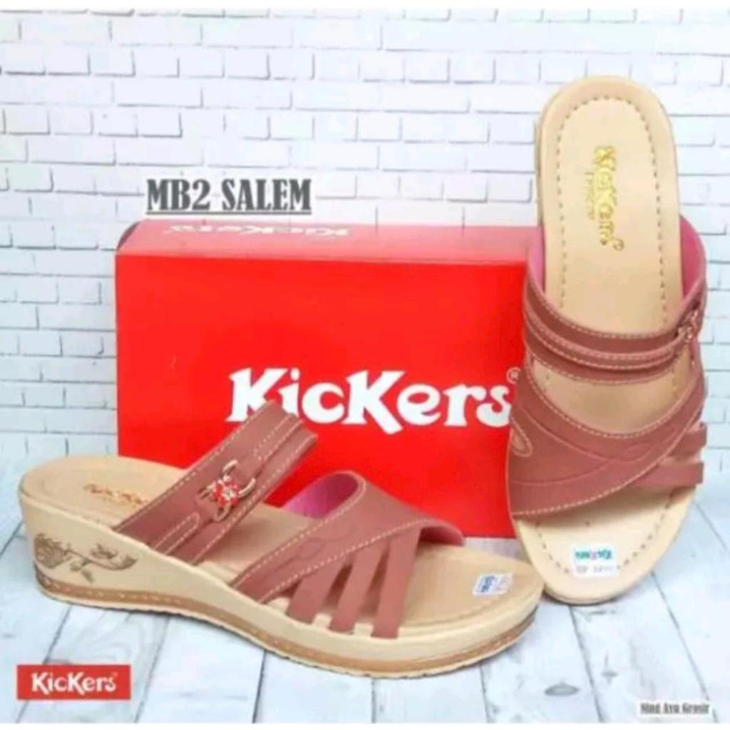 sandal ibu wedges kickers 5 cm sandal ibu selop sandal slip on ibu nyaman sandal lebaran ibu sandal 