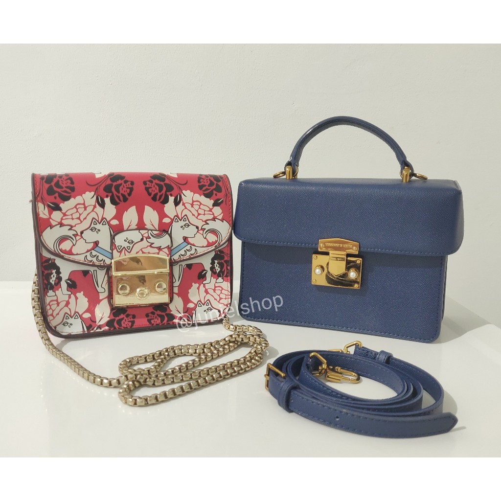 SALE TAS SELEMPANG CHARLES & KEITH ORIGINAL PRELOVED & VILLY PRINTED SLING BAG