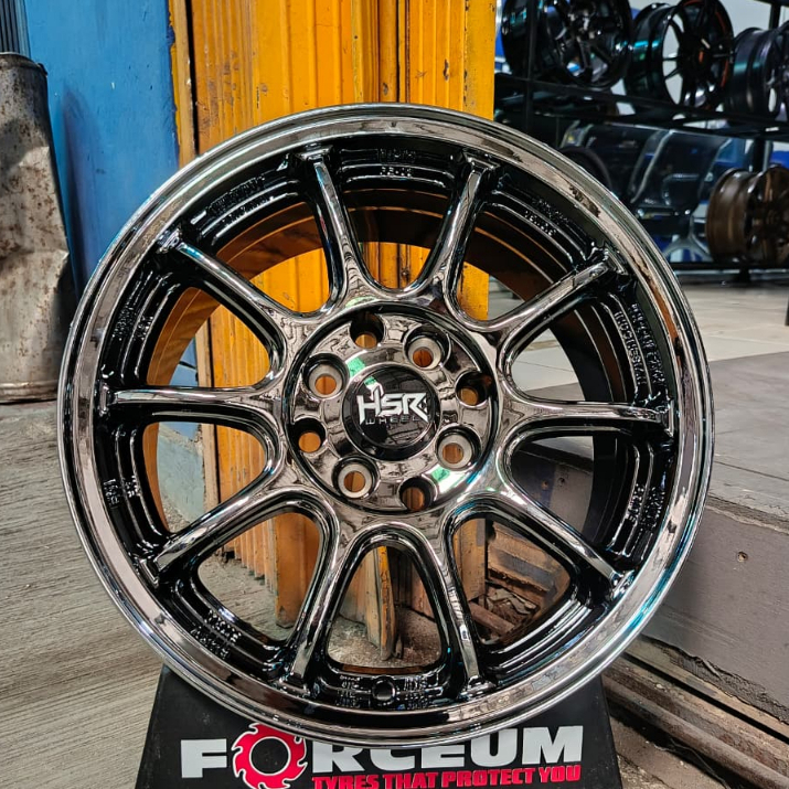 HSR FE03 BLACK CHROME R15 /pelek racing ring 15 murah /promo velg ring 15 black chrome ring 15