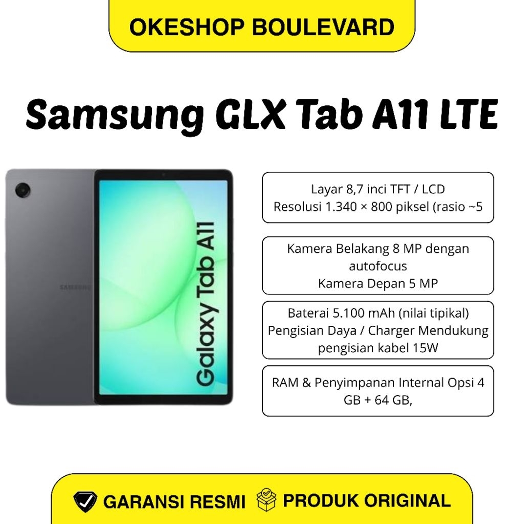 Samsung Galaxy Tab A11 LTE ( Ram 4/64GB ) - Garansi Resmi Sein