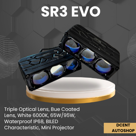 Mini Projector BILED Mobil - Mini Projector Saber SR3 EVO - Triple Optical Lens - Lampu Mobil - Mini