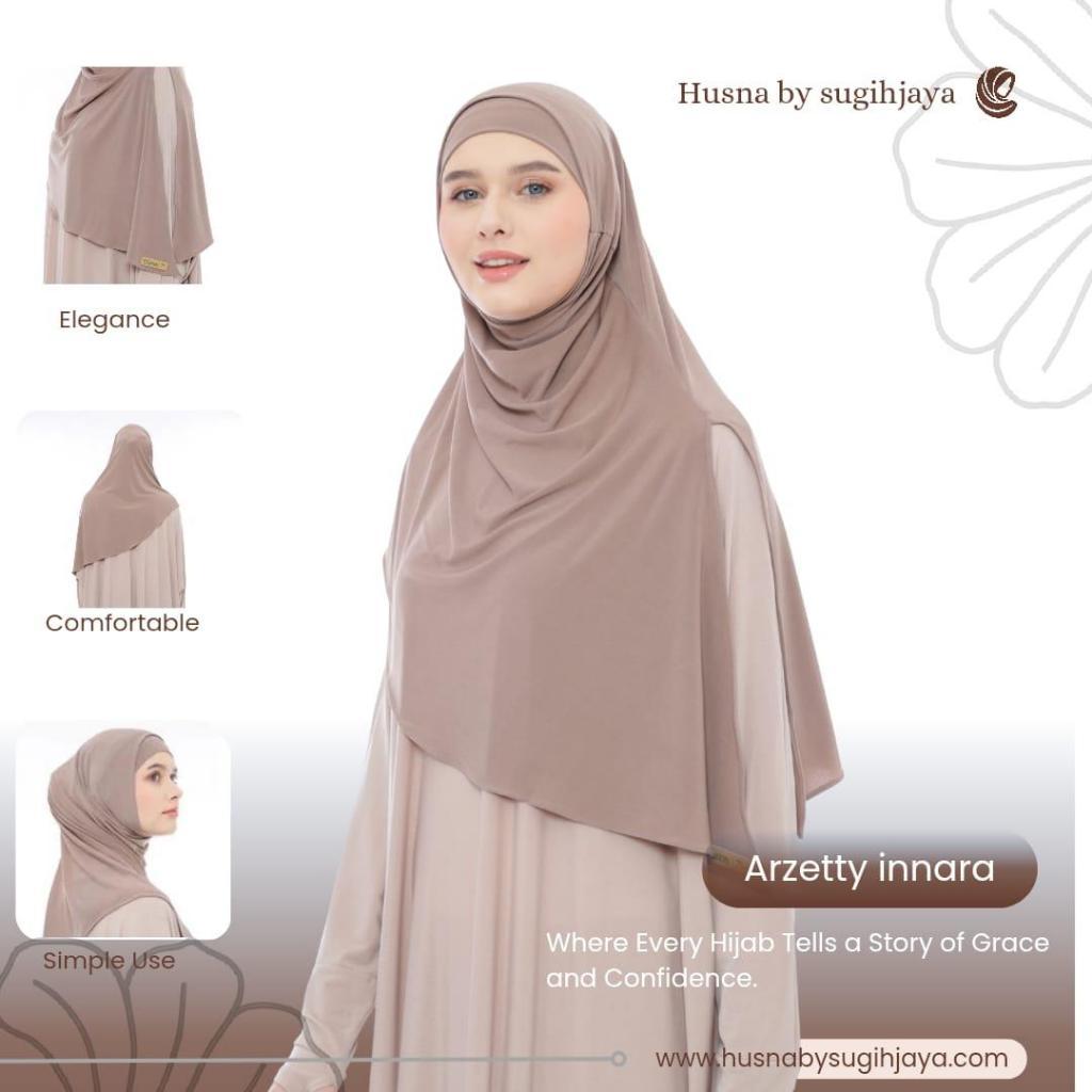 Hijab Husna Arzetti Plus Inner Non Pad Bahan Jersey Premium By BILQEEZ STORE